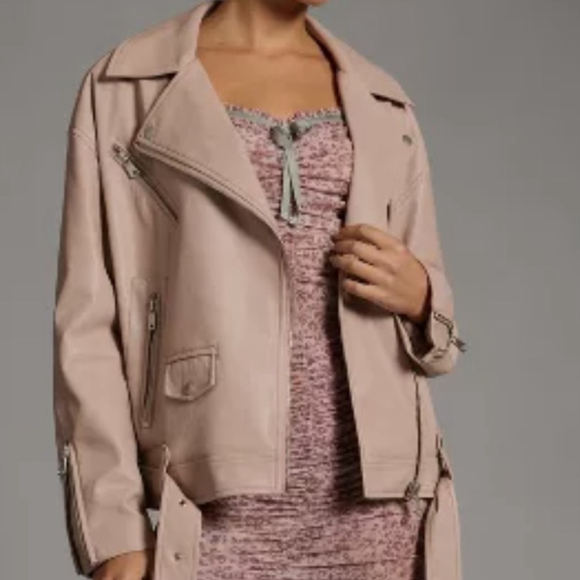 SOLD Avec Les Filles X Anthropologie Oversized Faux Leather Moto Jacket Large - Picture 3 of 15